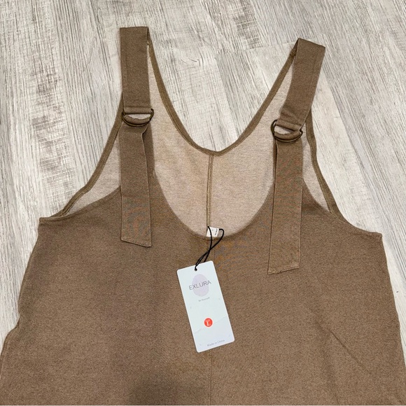 EXLURA JP052 Womens Brown Sleeveless Jumpsuit Wide Leg Casual Pockets Size L - Picture 4 of 12
